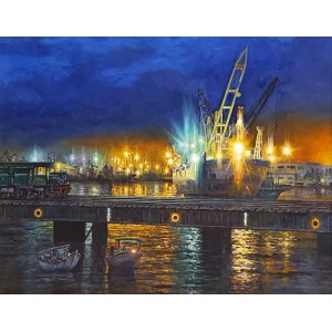 Hanif Shahzad, Port Grand III- Karachi, 27 x 36 Inch, Oil on Canvas, Cityscape Painting, AC-HNS-075